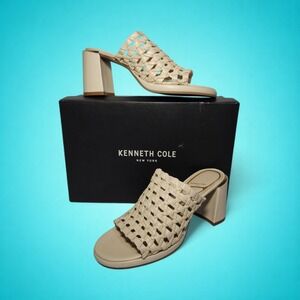 New Kenneth Cole Women's Solara Cream Leather Sandals, 9 M. Retails for $149.